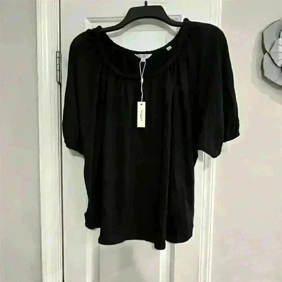 Max Studio Women's Black Bubble Short Sleeve Textured Blouse Size S - Picture 1 of 9